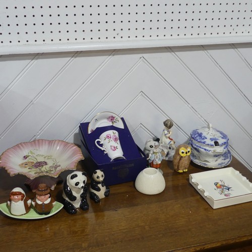 74 - A quantity of Mixed Ceramics, including a Carlton Ware ashtray, footed Tazza and a Match Holder, nov... 