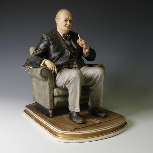 68 - A limited edition Capodimonte figure of Winston Churchill, designed by Bruno Merli, modelled in a se... 