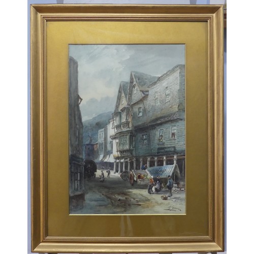 169 - Alfred Leyman (British, 1856-1933), 'The Butterwalk, Dartmouth', watercolour, signed lower right, 54... 