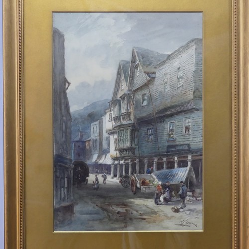 169 - Alfred Leyman (British, 1856-1933), 'The Butterwalk, Dartmouth', watercolour, signed lower right, 54... 