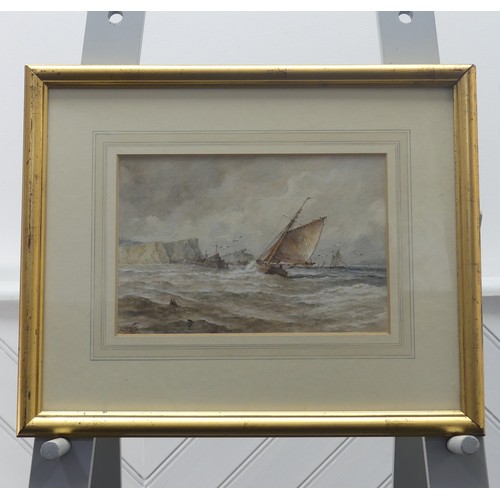 170 - Edward A. Swan (British, 20th century), Ship in stormy sea by a lighthouse, watercolour, signed with... 