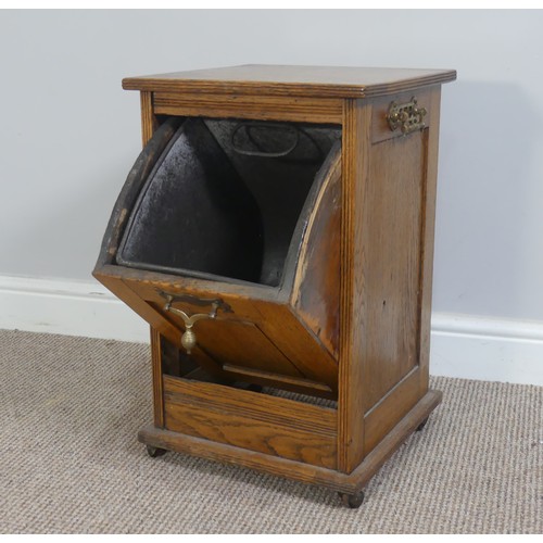 250 - An Edwardian oak Purdonium/Coal Scuttle, with metal liner, W 34cm x H 54cm x D 34cm.... 