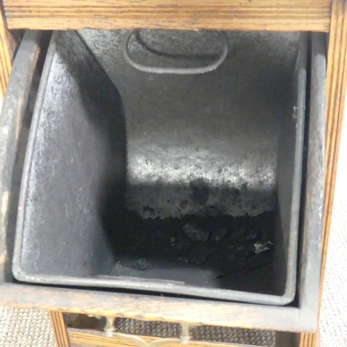 250 - An Edwardian oak Purdonium/Coal Scuttle, with metal liner, W 34cm x H 54cm x D 34cm.... 