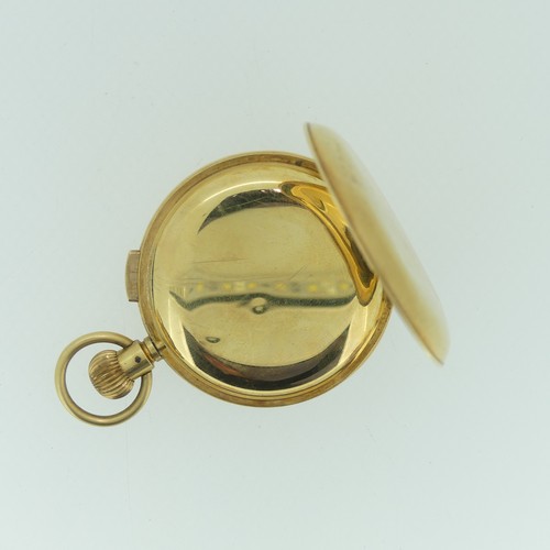 188 - An 18ct gold open face keyless Stop Watch, Swiss movement, with 18ct cuvette cover, the white enamel... 