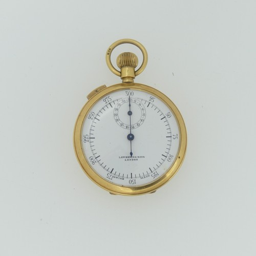 188 - An 18ct gold open face keyless Stop Watch, Swiss movement, with 18ct cuvette cover, the white enamel... 