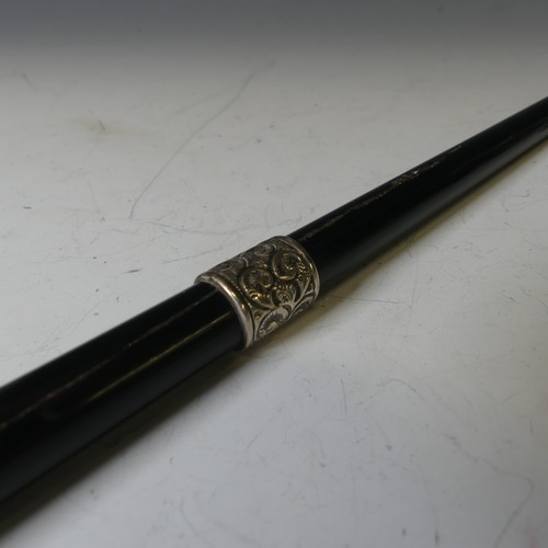 278 - A late Victorian silver mounted ebonised Conductors Baton, hallmarked Birmingham, 1898, 51.5cm long.... 