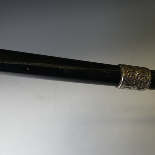 278 - A late Victorian silver mounted ebonised Conductors Baton, hallmarked Birmingham, 1898, 51.5cm long.... 