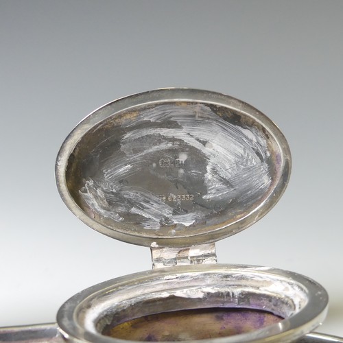 284 - A George V silver double Inkwell, by A & J Zimmerman Ltd., hallmarked Birmingham 1916, of oval c... 