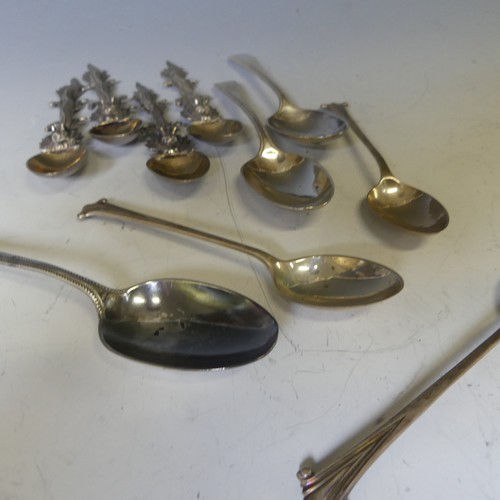 296 - Four early 20thC Chinese export silver Spoons, makers mark Kwong Man Shing, with handles modelled as... 