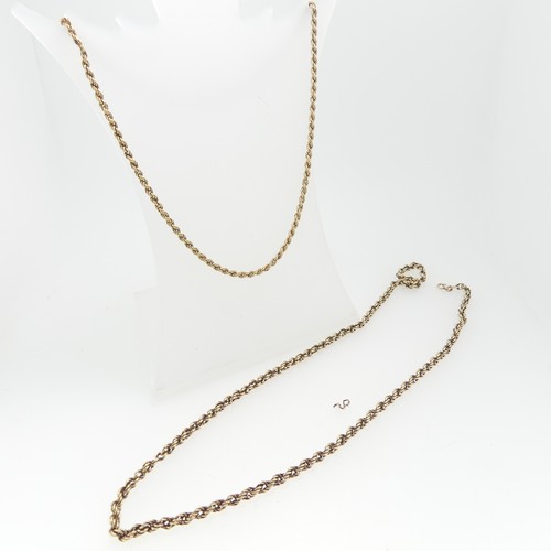 71 - A 9ct yellow gold ropetwist chain Necklace, 46cm long, together with a damaged 9ct gold ropetwist ch... 