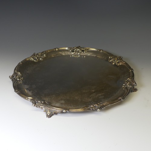 300 - A 19thC Old Sheffield Plate Salver, with pierced scrolling foliate rim, with scrolling foliate decor... 