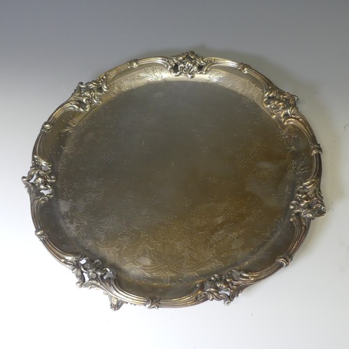 300 - A 19thC Old Sheffield Plate Salver, with pierced scrolling foliate rim, with scrolling foliate decor... 