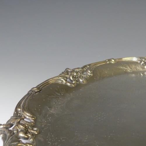 300 - A 19thC Old Sheffield Plate Salver, with pierced scrolling foliate rim, with scrolling foliate decor... 