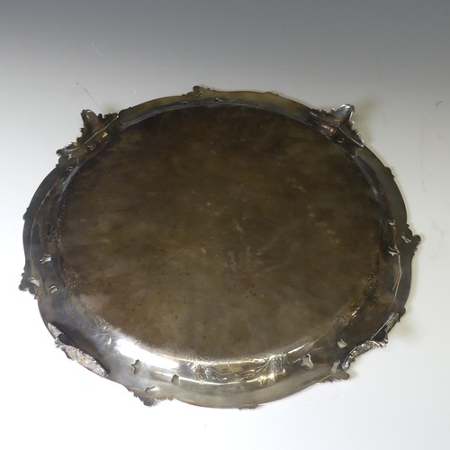 300 - A 19thC Old Sheffield Plate Salver, with pierced scrolling foliate rim, with scrolling foliate decor... 