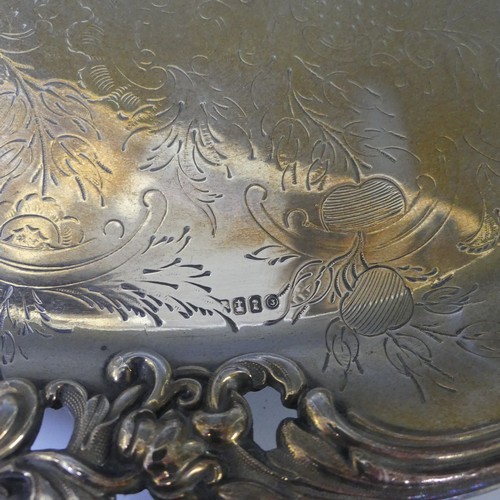 300 - A 19thC Old Sheffield Plate Salver, with pierced scrolling foliate rim, with scrolling foliate decor... 