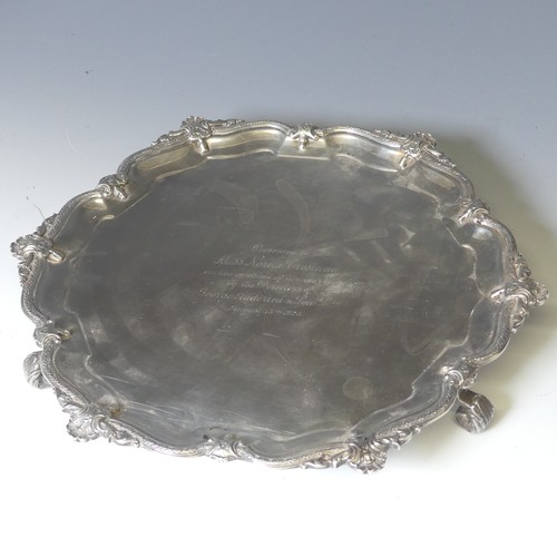 302 - A George V silver Salver, by Manoah Rhodes & Sons Ltd., hallmarked London, 1924, of shaped circu... 