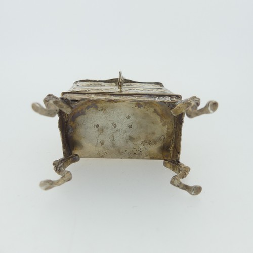 307 - A 19thC Dutch silver miniature Bureau, import marks for David Bridge, London, 1894, with hinged open... 