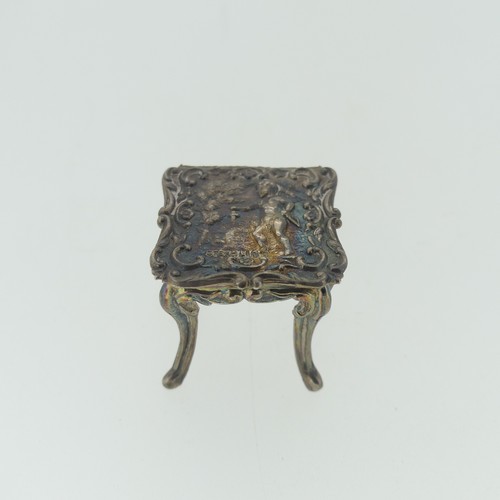 309 - A 19thC Dutch silver miniature Corner Chair, with Shefiield import marks for Samuel Boyce (or Boaz) ... 