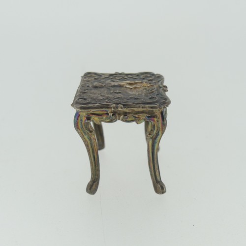 309 - A 19thC Dutch silver miniature Corner Chair, with Shefiield import marks for Samuel Boyce (or Boaz) ... 