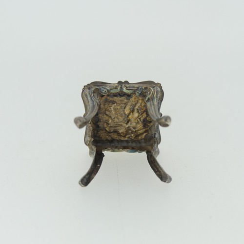 309 - A 19thC Dutch silver miniature Corner Chair, with Shefiield import marks for Samuel Boyce (or Boaz) ... 