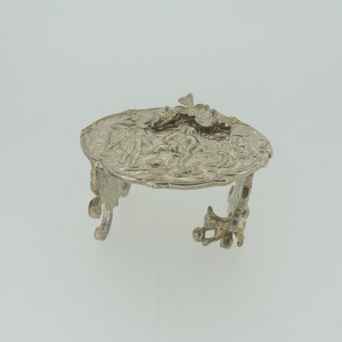 309 - A 19thC Dutch silver miniature Corner Chair, with Shefiield import marks for Samuel Boyce (or Boaz) ... 