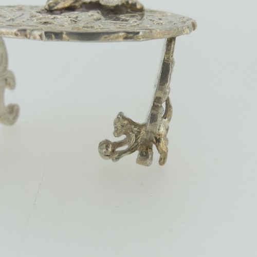 309 - A 19thC Dutch silver miniature Corner Chair, with Shefiield import marks for Samuel Boyce (or Boaz) ... 