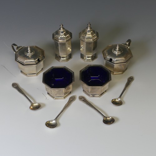 319 - A cased George V silver six piece Cruet Set, by William Neale & Son Ltd., hallmarked Birmingham,... 