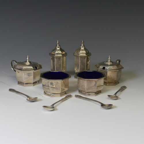 319 - A cased George V silver six piece Cruet Set, by William Neale & Son Ltd., hallmarked Birmingham,... 