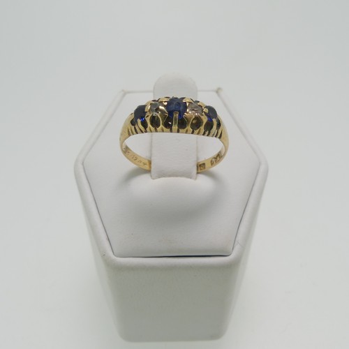 44 - A small sapphire and diamond Ring, all mounted in 18ct yellow gold, Size O, approx total weight 2.3g... 