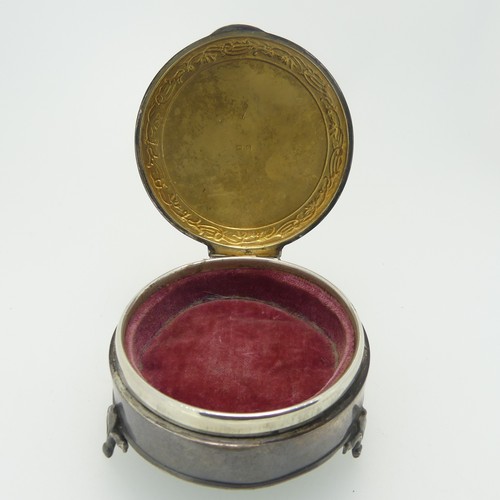 348 - A George V circular silver Ring Box, by Walker & Hall, hallmarked Birmingham 1915, of circular f... 