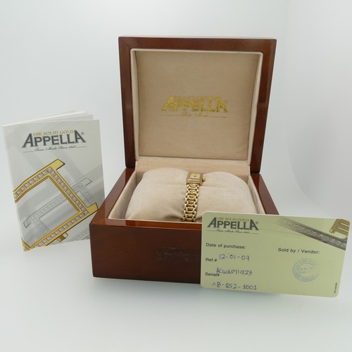 202 - An 18ct yellow gold lady's Appella Wristwatch, ref. 852, with rectangular mother of pearl dial, gold... 