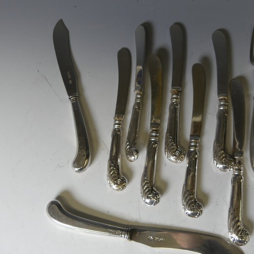 352 - A set of five Edwardian silver Fish Knives and Forks, by Goldsmiths & Silversmiths Co Ltd., hall... 