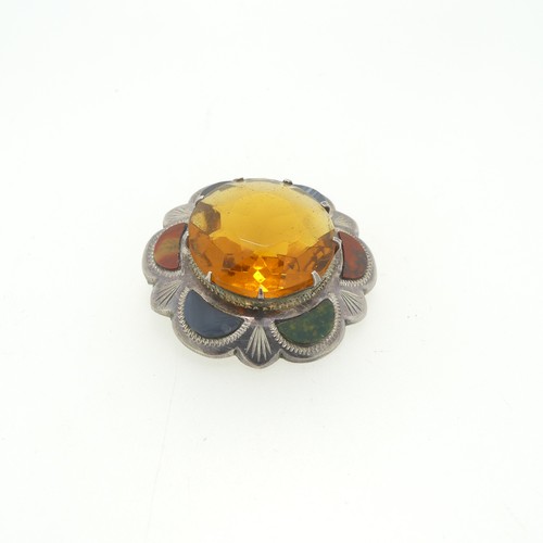 172 - A Scottish silver, agate and citrine Brooch, 4cm diameter, together with a Scottish (Iona) silver Br... 