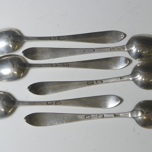 353 - A set of six George III Irish silver Teaspoons, marked for Dublin and with makers mark probably 'EP'... 