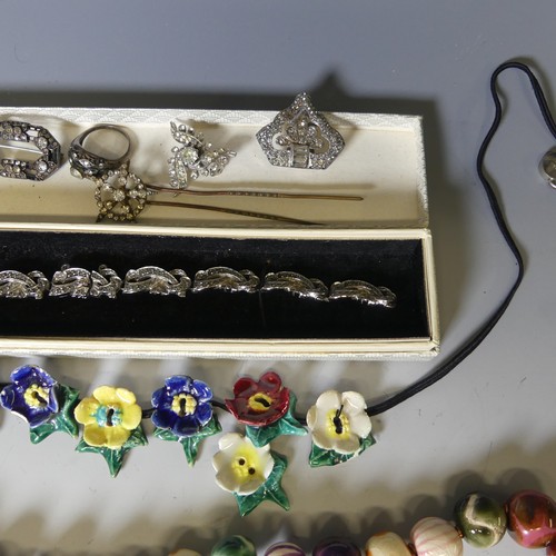 175 - A quantity of good vintage Costume Jewellery, including two silver and amethyst bracelets, a mid-Eur... 