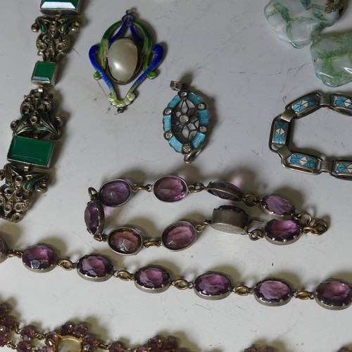 175 - A quantity of good vintage Costume Jewellery, including two silver and amethyst bracelets, a mid-Eur... 