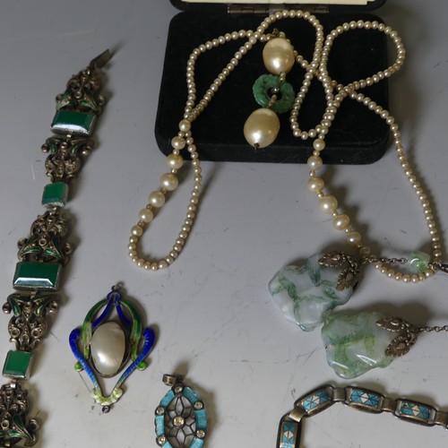 175 - A quantity of good vintage Costume Jewellery, including two silver and amethyst bracelets, a mid-Eur... 