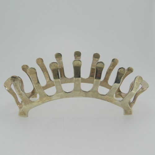 360 - An Edward VIII silver Toast Rack, by Adie Brothers Ltd., hallmarked Birmingham, 1936, of stylised br... 