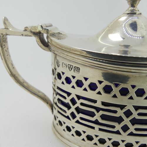 361 - A George V silver Mustard Pot, by Haseler & Bill, hallmarked Chester, 1920, of oval form with pi... 