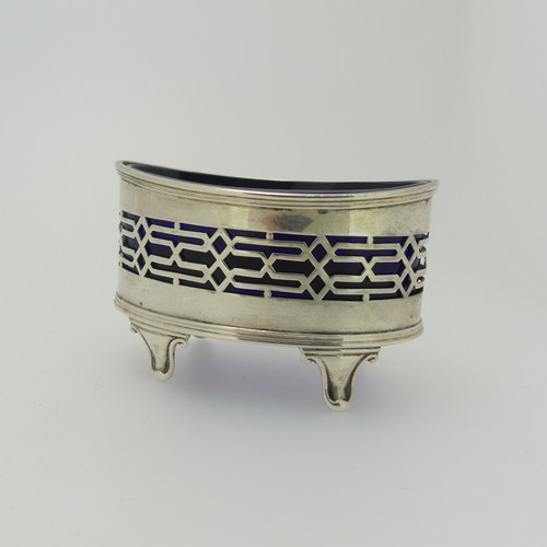 361 - A George V silver Mustard Pot, by Haseler & Bill, hallmarked Chester, 1920, of oval form with pi... 