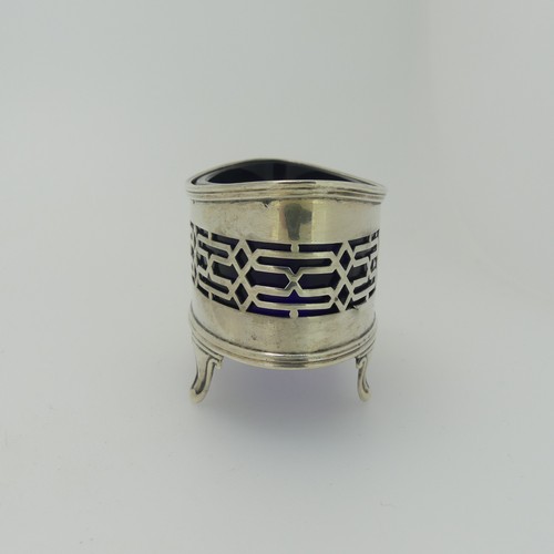 361 - A George V silver Mustard Pot, by Haseler & Bill, hallmarked Chester, 1920, of oval form with pi... 