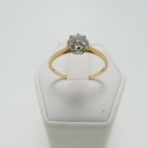 50 - A diamond solitaire Ring, the circular stone approx 0.5ct, claw set in 18ct yellow and white gold on... 