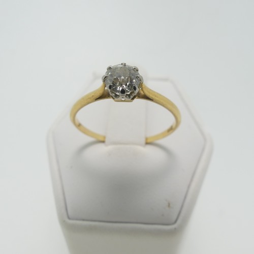 50 - A diamond solitaire Ring, the circular stone approx 0.5ct, claw set in 18ct yellow and white gold on... 