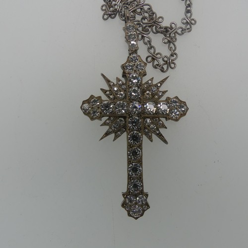 85 - A paste set Cross Pendant, with corresponding paste set suspension loop, total length 7cm, all in un... 