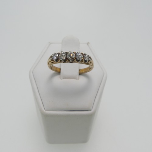 180 - A graduated five stone diamond Ring, the old cut stones, total weight approx. 0.4ct claw set in a sc... 