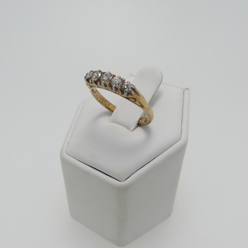 180 - A graduated five stone diamond Ring, the old cut stones, total weight approx. 0.4ct claw set in a sc... 