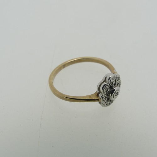 181 - A small diamond flowerhead cluster Ring, mounted in 9ct yellow and white gold, Size N, together with... 