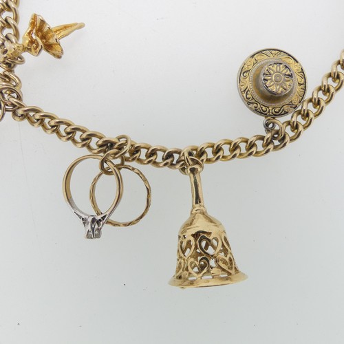 106 - A 9ct yellow gold curb link Bracelet, with 9ct padlock clasp, with a Napoleon III 5 Franc coin suspe... 