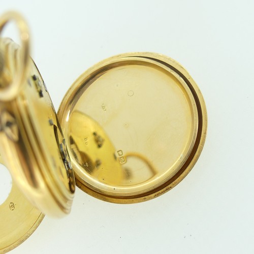 210 - An early 20th century 18ct gold half hunter Pocket Watch, with 18ct gold cuvette cover, the enamel d... 