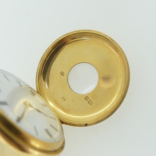 210 - An early 20th century 18ct gold half hunter Pocket Watch, with 18ct gold cuvette cover, the enamel d... 